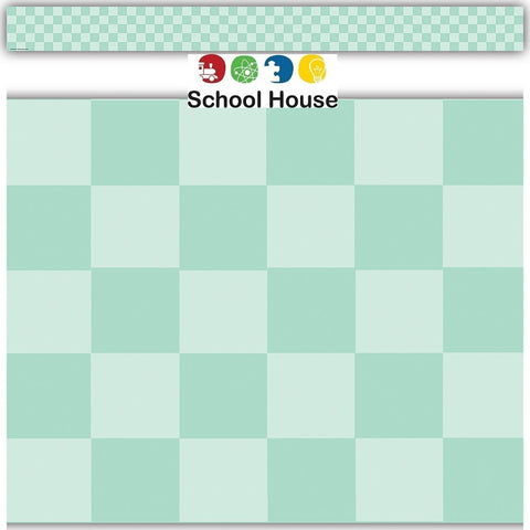 Cool For School Green Checkers Border