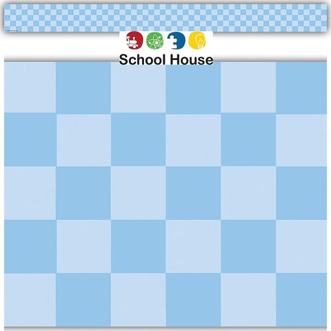 Cool For School Blue Checkers Border