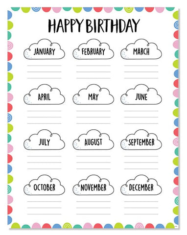 Rainbow Doodles Birthday Chart