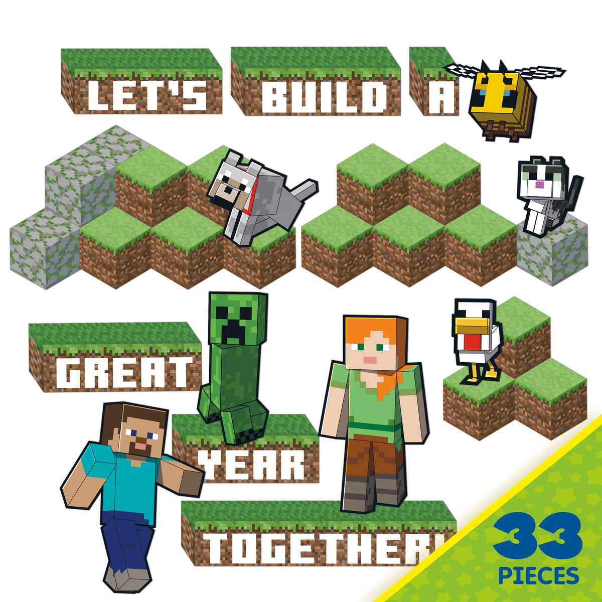 Minecraft Lets' Build A Great Year Bulletin Board Set – School House GB