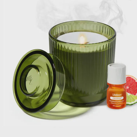 Diffuser Olive Green Ribbed (Flameless) – ClickWick™ Candle Diffuser with LED Flame & Essential Oil Diffusion