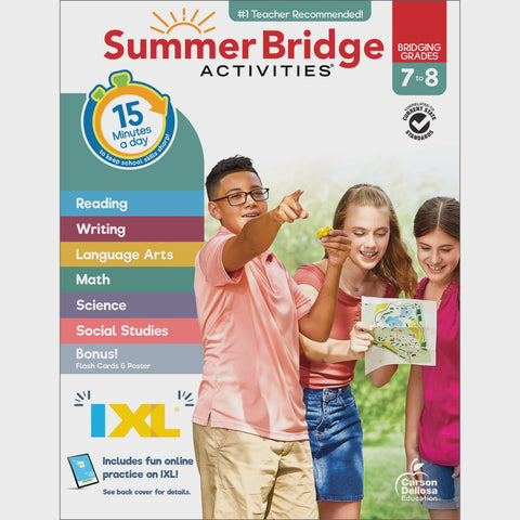Summer Bridge Activities® Seventh Grade to Eighth Grade Workbook All Subjects – Middle School Summer Learning Activities for Rising 8th Graders, Reading, Math & Science, 160 Pages