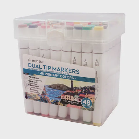 Angels Craft Dual Tip Alcohol Ink Markers – 48 Primary Color Set