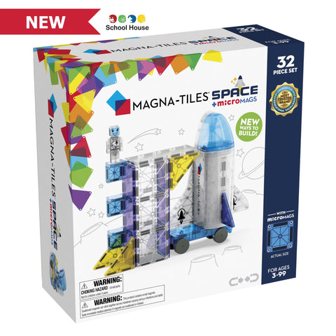 MAGNA-TILES Space 32 Piece Magnetic Building Set | Space Shuttle STEM Toy with Astronaut Figure & microMAGS Tiles | Ages 3+
