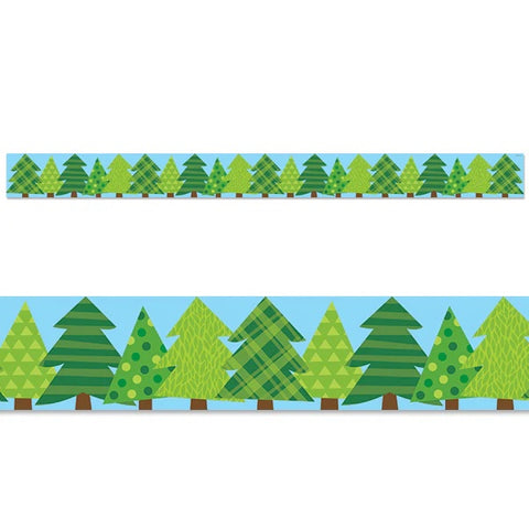 Patterned Pine Trees Border