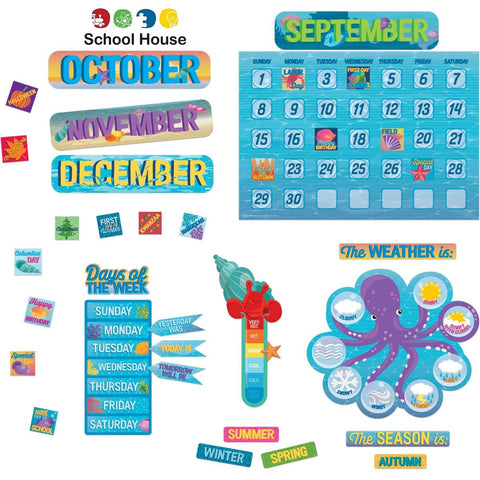 Seas The Day Calendar Bulletin Board Set