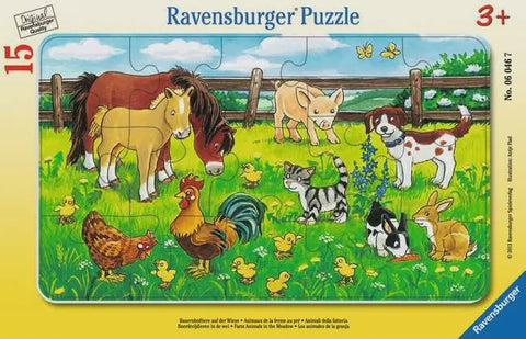 FARM ANIMALS IN THE MEADOW 15 PC FRAME P