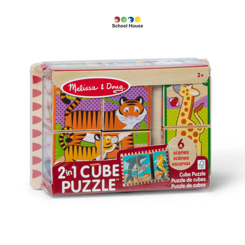 2 In 1 Wooden Cube Puzzle Animals
