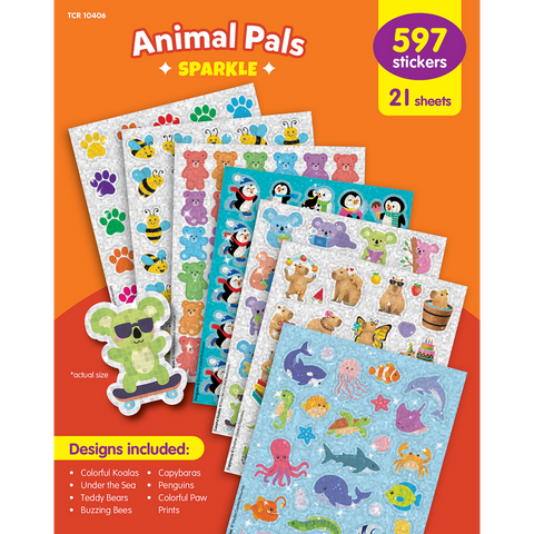 Animals Pals Sparkle Stickers Variety Pk