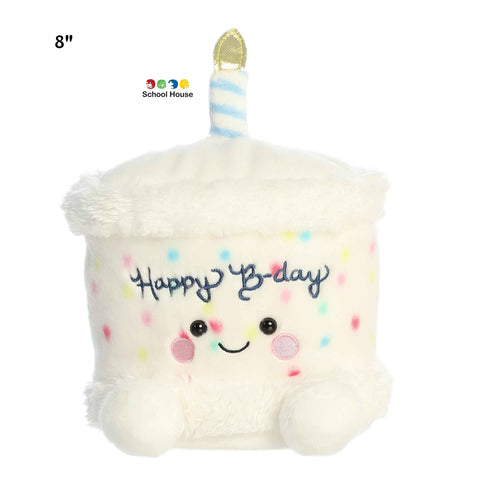 Happy Birthday Cake 8 Inch Palm Pal Plush Toy – Birthday Cake Stuffed Animal with Sprinkles, Candle & Smiling Face Gift for All Ages
