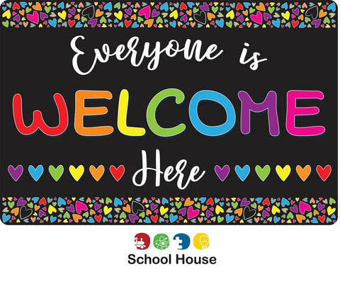 EVERYONE IS WELCOME HERE MOUSE PAD HEARTS
