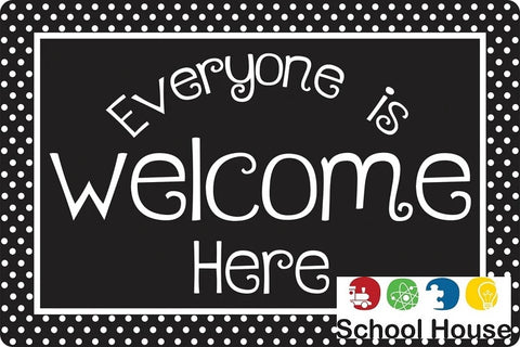 EVERYONE IS WELCOME HERE BW DOTS MAT