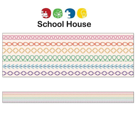 Rainbow Stitched Border Bulletin Board Trim – Colorful Classroom Border Decor for Displays & Walls