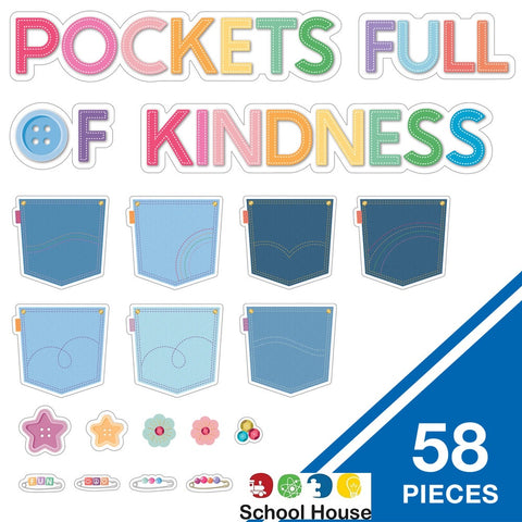 Crafty & Cool Pockets Full of Kindness Bulletin Board Set – Classroom Growth Mindset Decor
