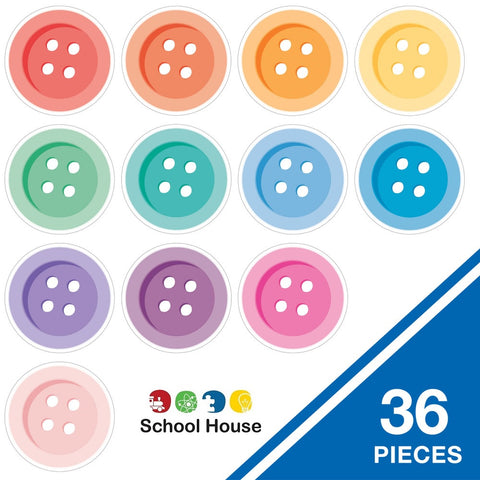 Buttons Cut Outs – Colorful Button Bulletin Board Decorations for Classroom Crafts & Displays