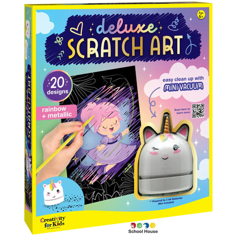 Deluxe Scratch Art Kit for Kids with Unicorn Mini Vacuum – Rainbow Scratch Paper Craft Set Ages 6+*