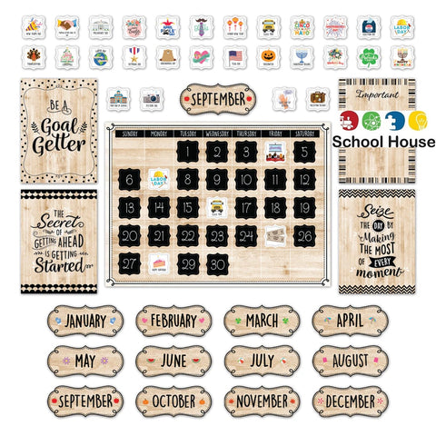 CORE DECOR BLACK WHITE CALENDAR BULLETIN BOARD SET