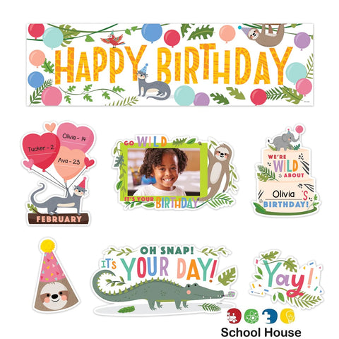 JUNGLE FRIENDS HAPPY BIRTHDAY MINI BULLETIN BOARD SET