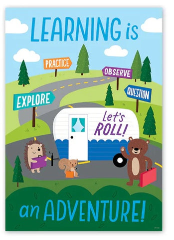 Woodland Friends "Learning Is An Adventure" Classroom Poster (13.3" x 19")