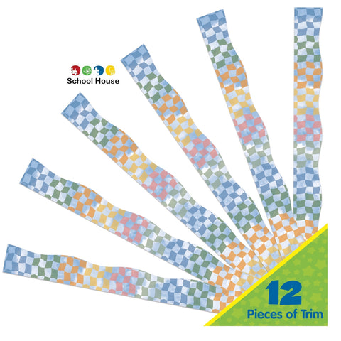 Rainbow Checkered Bulletin Board Border | S’Cool Era Deco Trim