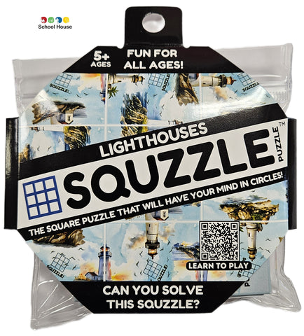 Lighthouses Squzzle Puzzle – 9-Piece Square Brain Teaser Travel Puzzle