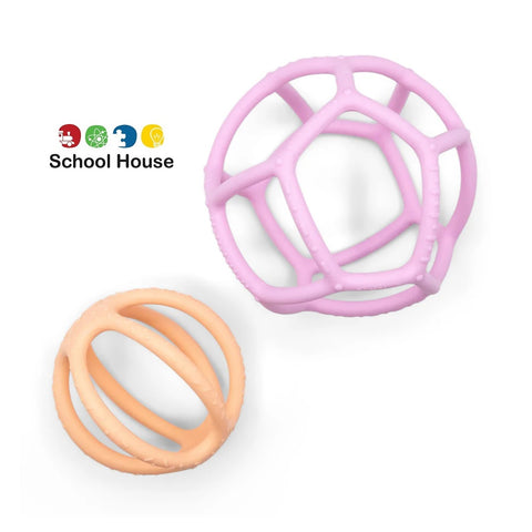 Bubblegum & Peach Sensory Ball 2 Pack | Silicone Teether & Fidget Toy for Babies