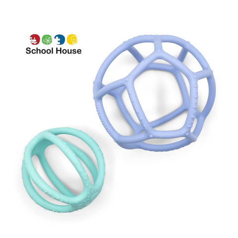 Soft Blue & Soft Mint Sensory Ball 2 Pack | Silicone Teether & Fidget Toy for Babies 0+