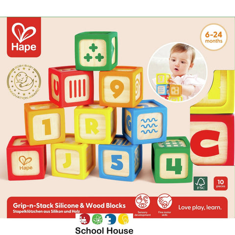 Grip N Stack Silicone & Wood Blocks | Educational Baby Toy