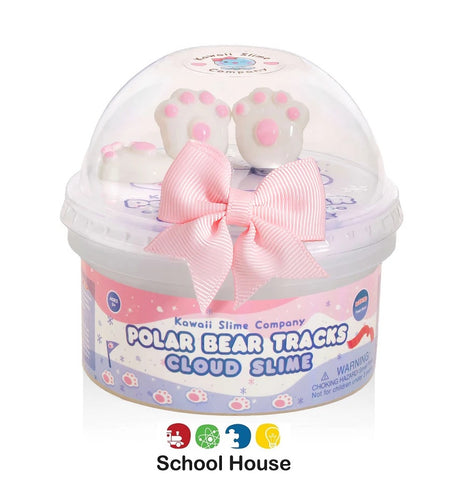 Polar Bear Tracks Cloud Slime – Fluffy Scented Snow Slime with Paw Print Toppers | Holiday Slime Gift