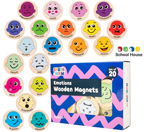 Wooden Emotion Magnets for Toddlers | Social Emotional Learning Activity Set