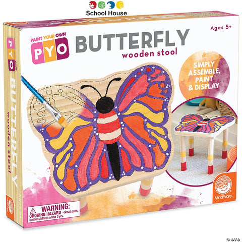 Paint Your Own Butterfly Wooden Stool Craft Kit for Kids – DIY Paintable Wood Stool with Paints