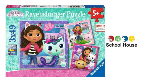 Gabby’s Dollhouse 3 x 49 Piece Puzzle Set – Ravensburger Kids Jigsaw Puzzle Trio with Gabby Cats for Ages 5+
