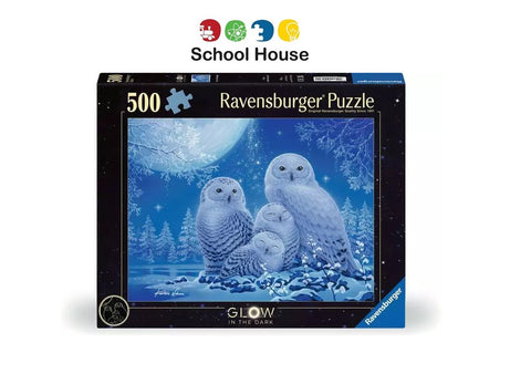 Owls in the Moonlight 500 Piece Glow-in-the-Dark Puzzle by Ravensburger – Snowy Owl Jigsaw Puzzle for Adults & Teens