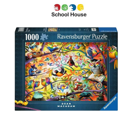 Busy Birdies 1000 Piece Jigsaw Puzzle – Whimsical Bird Scene by Artist Dean MacAdam