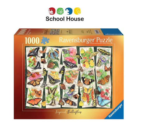 Tropical Butterflies 1000 Piece Puzzle by Anne Searle – Botanical Nature Puzzle