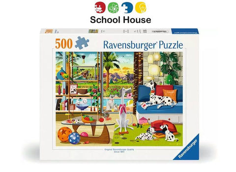 Pets of Palm Springs 500 Piece Jigsaw Puzzle – Whimsical Dog & Cat Scene by Greg Paprocki