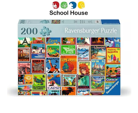 Travel Stamps 200 XL Piece Puzzle – Feel Well & Puzzle Large Piece Jigsaw for Relaxation