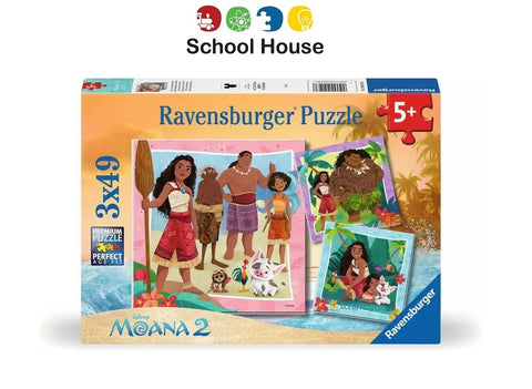 Moana Off to New Adventures 3 x 49 Piece Puzzles – Disney Moana 2 Kids Jigsaw Puzzle Set by Ravensburger