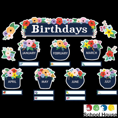 WILDFLOWERS BIRTHDAYS MINI BULLETIN BOARD SET