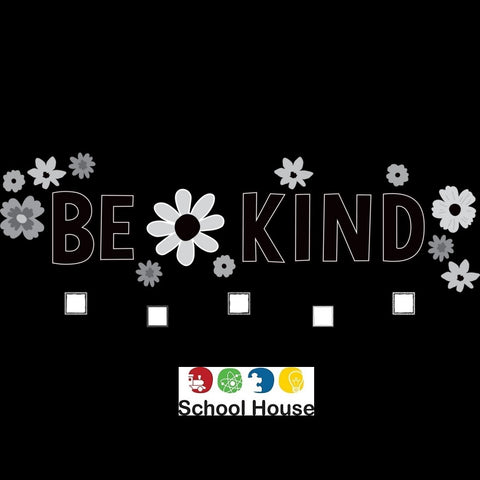 BLACK & WHITE FLORAL BE KIND BULLETIN BOARD SET