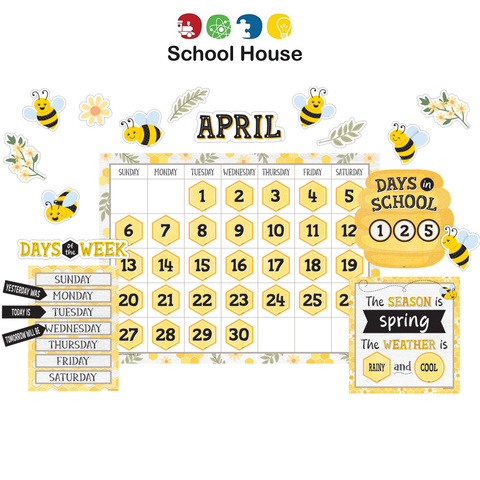 Buzzing Bees Calendar Bulletin Board Set – Classroom Calendar Display with Weather, Seasons & Days of the Week