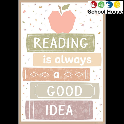 READING IS ALWAYS A GOOD IDEA POSTER TERRAZZO TONES