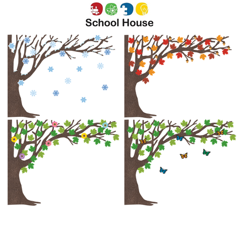 Tree For All Seasons Bulletin Board Set | Classroom Seasonal Tree Display with Leaves, Flowers & Snowflakes