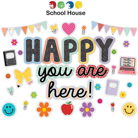 Cool For School Happy You Are Here Bulletin Board Set – Welcome Classroom Display Decor
