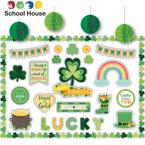 St Patrick's Day Quick Kit – Shamrock & Rainbow Classroom Party Decorations
