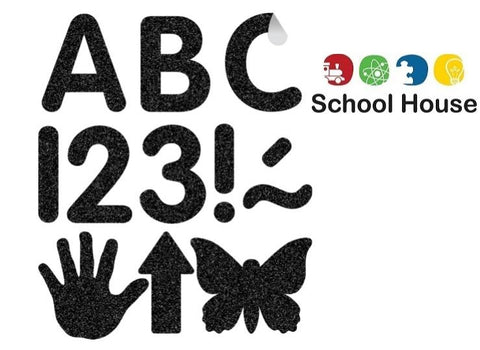 Black Glitz 2 Inch Self Adhesive Letters – Removable Bulletin Board Letters & Classroom Display Alphabet Set