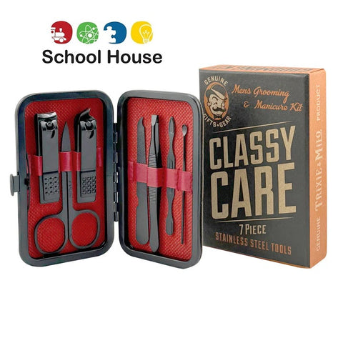 Men’s Grooming Kit – Travel Manicure & Beard Care Set in Leather Case
