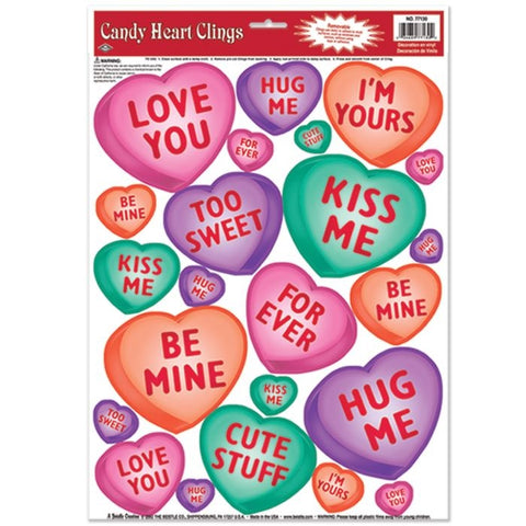 Candy Hearts Window Cling