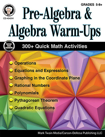 Pre Algebra & Algebra Warm Ups B