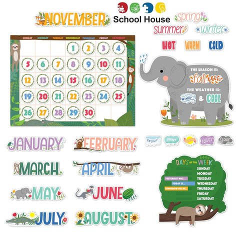 Jungle Friends Calendar Bulletin Board Set